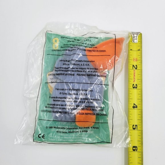 Scoop The Pelican #8 McDonald’s Toy Retired 1998 New Sealed TY Teenie Beanie Bab - Picture 6 of 7
